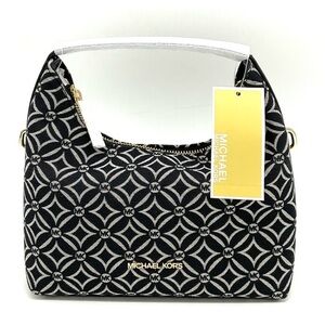 Michael Kors Ember Small Logo Jacquard Messenger Bag Black
